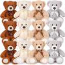 12 Pcs 14 Inch Valentine's Day Bear Stuffed Animal Bulk Gifts Bulk Soft Plush Stuffed Bear for Bridal Anniversary Centerpiece Baby Shower Party Favor (Light Brown, Dark Brown, White, Grey)