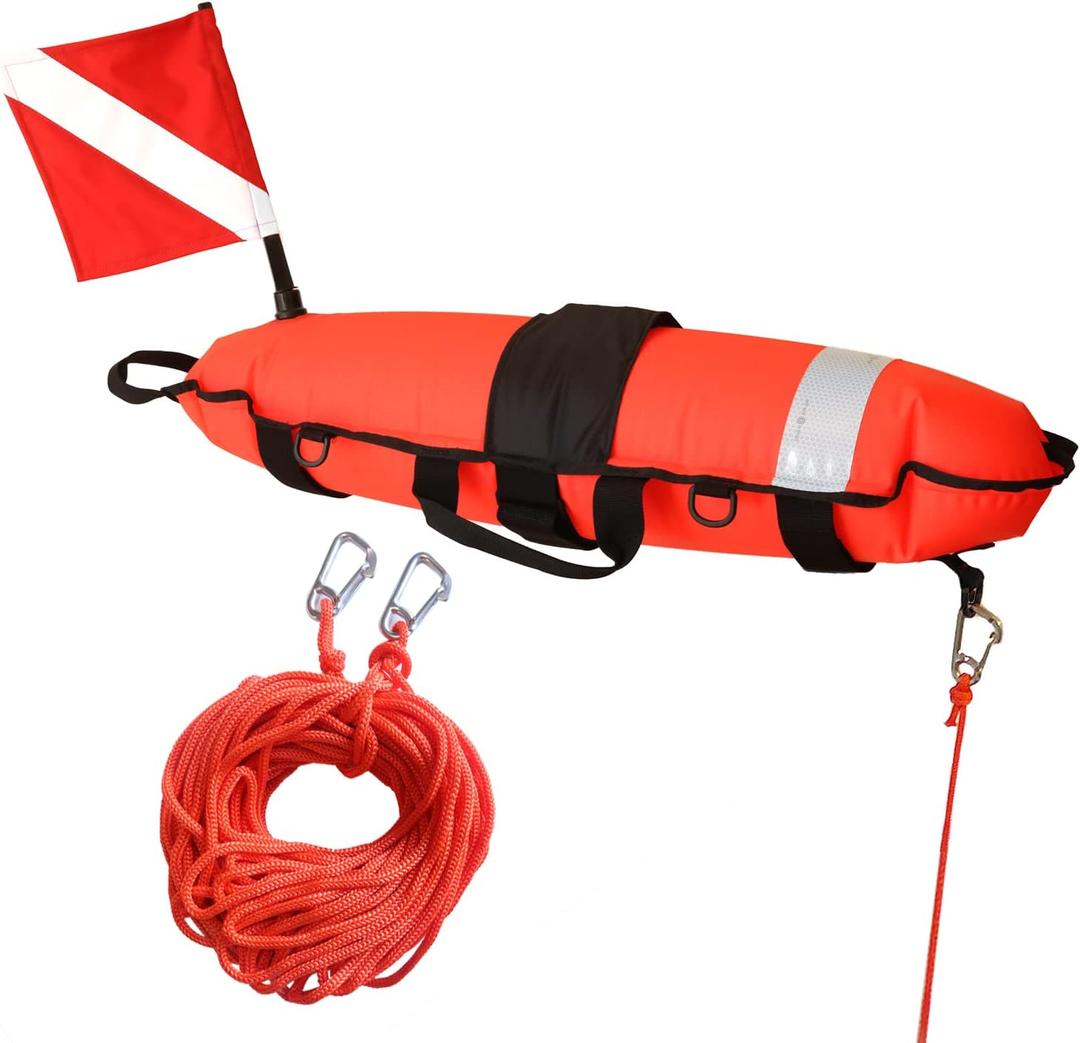 Spearfishing Float Dive Surface Marker Buoy Scuba Flag Diver Down Flag Gear for Diving (Orange)