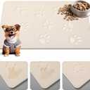 Drydiet Dog Gift Stone Mat for Dog Bowl Diatomaceous Earth Absorbent Non Slip Cat Puppy Mat for Food and Water Quick Drying Easy to Clean Placemat for Bowl Dish(Beige,16 x 12 Inch)