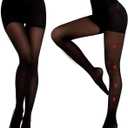 MANZI 2 Pairs Compression Pantyhose for Women Shaping Black Tights 10-15mmHg Support 50D Opaque Stockings (Black, XL)