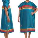 SUN CUBE Surf Poncho Changing Robe with Hood, Quick Dry Microfiber Wetsuit Changing Towel for Surfing Beach Swim Outdoor Sports Men, Absorbent Wearable Towel Cover Up with Pocket, Sunset Blue (One Size)