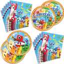 40Pcs Number Blocks Party Supplies Include 20 Plates, 20 Napkins For The Number Birthday Party Decoration