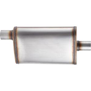Universal 409 Stainless Muffler Straight-Through Performance Muffler Exhaust, center in | offset out (2")