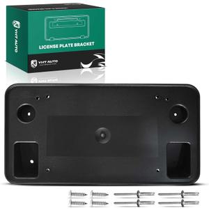 YHTAUTO Front License Plate Frame w/Screws & Rivets Compatible with GMC Sierra 1500 2016-2018, Sierra 1500 Limited 2019, Plastic Black Bumper License Plate Bracket, No Drill Licence Plate Holder