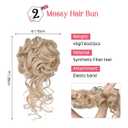 HOOJIH 2PCS Messy Bun Hair Piece, Tousled Updo with Tendrils Bun Extensions Wavy Curly Hair Wrap Ponytail Hairpieces for Women HB010 Dasiy - Medium Blonde with Highlights