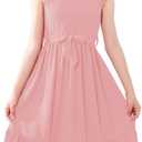 RETSUGO Girls Dresses Ruffle Sleeve Dress Flutter Hem A-Line Swing Pleated Tiered Casual Solid Color Party Dress 6-14 Years (12-13 Years, Pink)