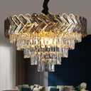 24" Gold Modern Crystal Chandelier Top K9 Round Crystals Chandeliers Adjustable Ceiling Light Fixture 5-Tier Crystal Pendant Lamp 9-Light for Dinning Room Living Room Foyer