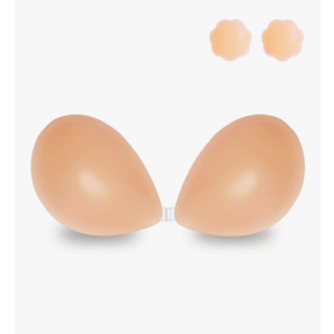 Adhesive Bra Strapless Push Up Bra Invisible Silicone Reusable Backless Bra for Women Beige C