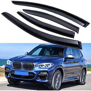 Window Visors Rain Guards Compatible with BMW X3 2018-2024 | 30i M40i X3M, Wind Deflectors, Sun Shield Visors, Tape-On, Set of 4, Black