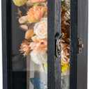 GraduationMall 5x12.5 Wood Shadow Box Frame Glass Door Display Case with Linen Back and 6 Stick Pins,1.5 inches Interior Depth,Ideal for Memorabilia Pictures Flowers Medals Tickets Rustic Black