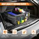 Car Trunk Organizer with Multi-Compartment, Waterproof Oxford Cloth Foldable Cargo Storage Box, Portable Auto Organization for Cars SUVs Trucks (Black)
