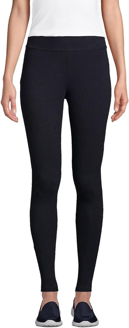 Lands' End Women's Starfish Mid Rise Knit Leggings (X-Small Petite, Black)