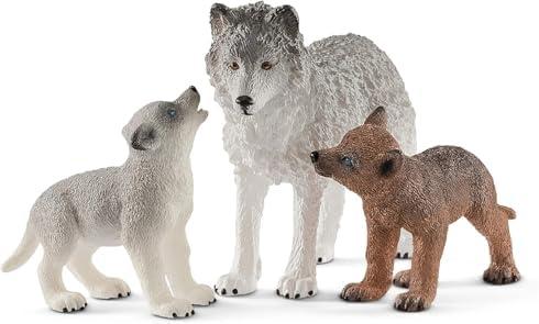 Schleich Wild Life 3pc. Mother Wolf and Baby Wolf Pups Figurine Set - Authentic and Highly Detailed Toy Set, Durable for Education and Fun Play, Perfect for Boys and Girls, Ages 3+