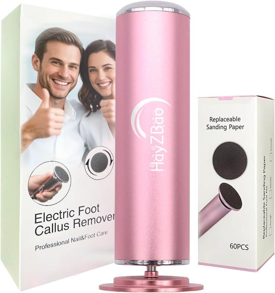 Electric Foot Callus Remover - Callus Remover for Feet,Professional Pedicure Tool for Dead Skin and Calluses,Adjustable Speed Foot File with 60 Pcs Sandpaper Discs - Pink