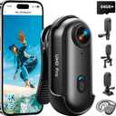 4K Thumb Action Camera with Memory Card Mini Body Camera WiFi Magnetic Clip Wearable Hands-Free Recording POV Camera Waterproof case Mount Anywhere for Sports Vlogging Cycling (Black, 64, GB)