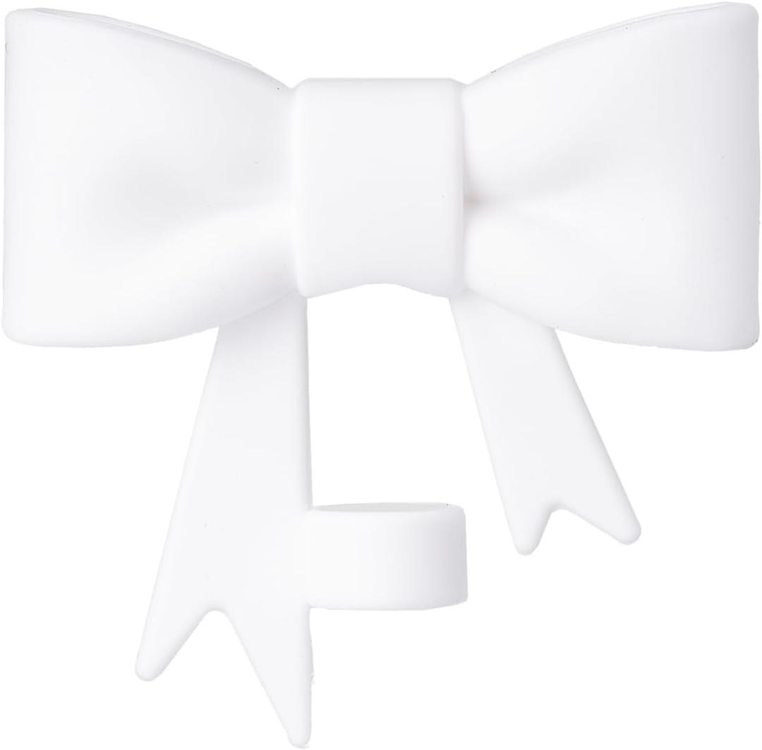 4 x Bow Lovely Drinking Straw Tips Cover Reusable Protector Topper for 0.4in Straws Silicone Cup Accessories, 10mm Straw Covers Cap (White)