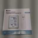 Indoor Outdoor Thermometer Hygrometer Wireless Weather Station, Temperature Humidity Monitor Battery Powered Inside Outside Thermometers with 330ft Range Remote Sensor and Backlight Display (White+Grey)