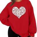 hohololo Valentines Sweatshirt Women Oversized Love Heart Shirt Pullover Valentine's Long Sleeve Tops M