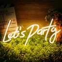 Lets Party Neon Sign for Party Wall Decor, Neon Party Decorations LED Glow Lights Supplies Accessories, Warm White, 16.5x8.4 inch