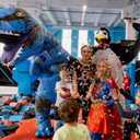 Inflatable Dinosaur Costume Adult, Fancy Halloween Blow up T-Rex Costume Full Body Dino Costume for Cosplay Party (Blue)