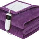 DANENOSA Electric Heated Blanket Queen Size 84''x90'' Soft Flannel & Sherpa Electric Blanket with 10 Heating Levels, Automatically Shut Down After 8h with Overheat Protection Machine Washable