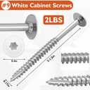 Frienda 2 Pound White Cabinet Screws Self Tapping Wood Star Drive Head Wood Lag Screws for Wall Cabinet, Furniture, Siding and Trim Plates Construction(#9 x2-1/2 Inch)