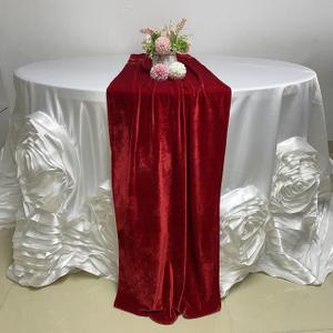 Red Velvet Table Runner, 11ft Luxurious Wedding Reception Decorations Soft Velvet Fabric, Table Runner Overlay for Wedding Event Table Decorations (Red, 20X132inch)