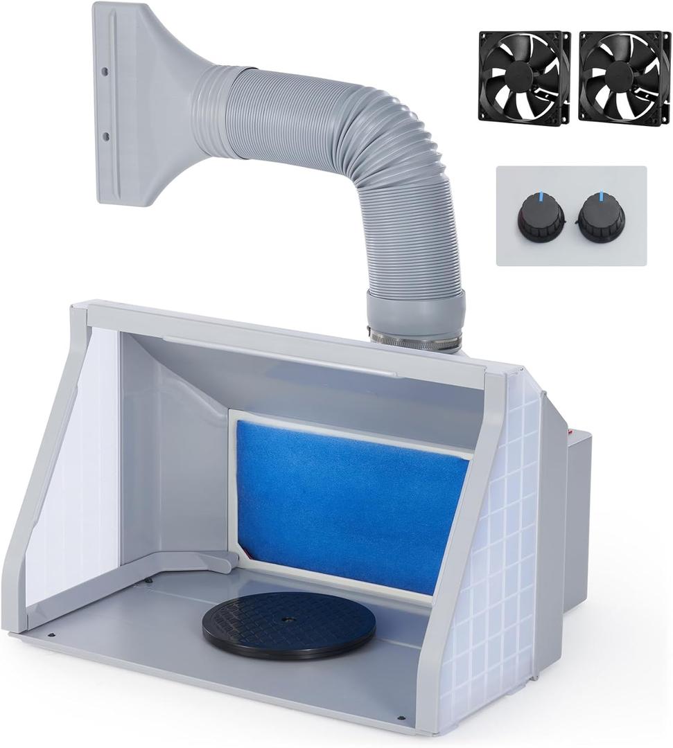 CO-Z Airbrush Spray Booth with Dual Fans, Portable Paint Spray Booth for Airbrushing with Stepless Speed Switch, 3 LED Lights and Exhaust Hose, Airbrush Booth Kit for Painting Model Craft DIY