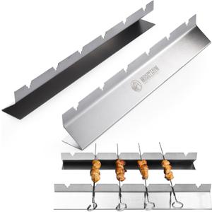 Mountain Grillers Stainless Steel Shish Kabob Skewers - 14.6" Long - Flat Metal Kebab Skewers for Grilling Meat & Vegetables - Reusable BBQ Grill Stick - Barbecue Accessories - 1lb