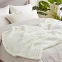 Amlie Home Chunky Knit Throw Blanket for Couch, Soft Chenille Handmade Crochet Throw Rope Knot Blanket for Children, 40"x50", Ivory