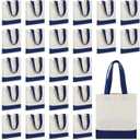 Amylove Mini Tote Bag Sublimation Blank Canvas Tote Bags Reusable Grocery Luggage DIY Sack Goody for Party Even (8.5 x 8 Inch, White, Blue)