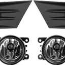 Pair Fog Light Compatible with 2012-2015 Pilot Front Bumper Fog Lamp w/Chrome Trim Cover & Halogen Left and Right Bulb 71107SZAA50 71112SZAA60 Driver and Passenger Side