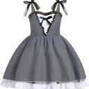 IDOPIP Toddler Baby Girls Halloween Tutu Dress Black and White Striped Dresses Smocked Bowknot Birthday Party Dress up Outfit (18-24 Months)