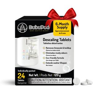 Descaling Tablets- 24 count- For Baby Bottle Washers- Removes Scale and Mineral build-up - Compatible with Baby Brezza, Momcozy, Grownsy, Papablic Washer-6 month supply