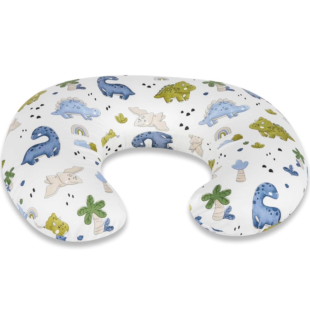 Nursing Pillow Cover  Soft Breathable Cotton, Fits Standard Breastfeeding Pillows, Washable & Hypoallergenic for Newborn Baby Girls & Boys,Cover Only (1 Pcs) (Dinosaur)