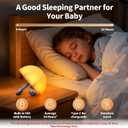 LED Umbrella Night Light, Rechargeable Touch Lamp for Nursery, Bedside Lamp with Cute Animal Design, White (Pink)