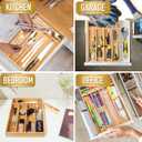 Besilord Silverware Organizer Kitchen Drawer Organizer Utensil Organizer Bamboo Silverware Holder Cutlery Organizer in Drawer Flatware Organizer Tray(5 slots, Natural