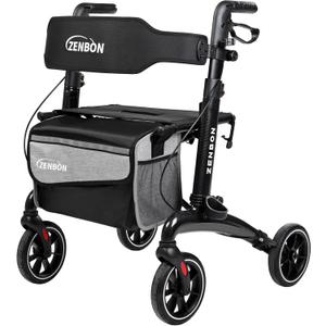 Rollator Walker for Seniors/Adults Foldable Rolling Walker with Seat 330 lbs Capacity 4 Big 8 inch Wheels Hand Grips Adjustable Height Lightweight Carbon Fiber Walker 7206(Black) Rollator Walker for Seniors/Adults Foldable Rolling Walker with Seat 330 lbs Capacity 4 Big 8 inch Wheels Hand Grips Adjustable Height Lightweight Carbon Fiber Walker 7206(Black)