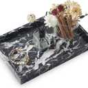Marble Bathroom Tray,Pure Natural Vanity Tray,Marble Tray for Kitchen Counter Non-Ceramic/Non-Resin,Stone Trays 12 x 8 inch (Black White)