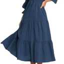 BTFBM Women Casual Long Sleeve Crew Neck Fall Dress Bohemian Relaxed Fit Floral Flowy Maxi Dresses Tiered Cocktail Dress Large