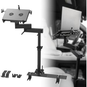 MELIPRON Truck Laptop Mount for Cars, Vans, Vehicles, No-Drill Computer Stand with Adjustable Height, Full Motion Swivel, Heavy-Duty Laptop Holder for Mobile Work