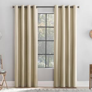 Archaeo Textured Linen Blend Grommet Top Curtain, 50" x 84", Stone