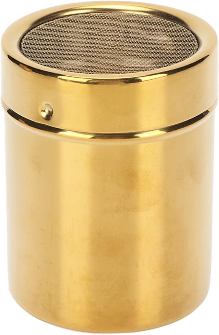 Stainless Steel Powder Shaker, Salt & Pepper Salt Shakers Gold Fine Mesh Powder Sugar Shaker Can be Used to Hold Salt Powdered Sugar