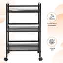 Amazon Basics 3-Tier Metal Rolling Utility Cart, Storage Organizer, Multifunctional Storage, Mobile Shelving, Black