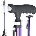 Walking Cane with LED Light for Seniors Men Women, Adjustable Folding Canes for Elderly, Ergonomic Handle & All Terrain Shock Absorbing Base, Walking Sticks for Indoor Outdoor Travel Hiking Support (Purple)