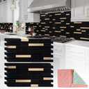 20 Sheets Peel and Stick Tile Backsplash, Black with Metal Gold Look Stick on Tile Upgrade Your Kitchen Backsplash, RV, Fireplace