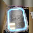 Travel Makeup Mirror with Lights, Portable Small Beauty LED Vanity Mirror with Lights, 1200mAh Battery, Dimmable Touch Screen, Tabletop Folding Compact Mirror,Women Gift (8"L x 6"W, White)