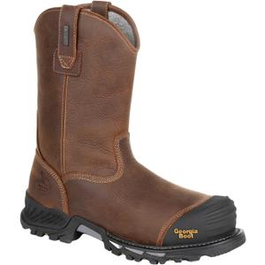 GEORGIA BOOT Rumbler Composite Toe Waterproof Pull-on Work Boot (10.5, Black and Brown)