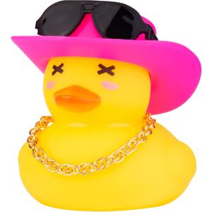 Car Rubber Duck Ornament Mini Duck Car Dashboard Decorations Accessories with Mini Hat Necklace Sunglasses(D11)