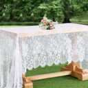 B-COOL White Lace Tablecloth 60 X120 Inches Rectangle Vintage Embroidered Bridal Wedding Tablecloths Sheer Overlay for Rustic Outdoor Party Reception Home Decor